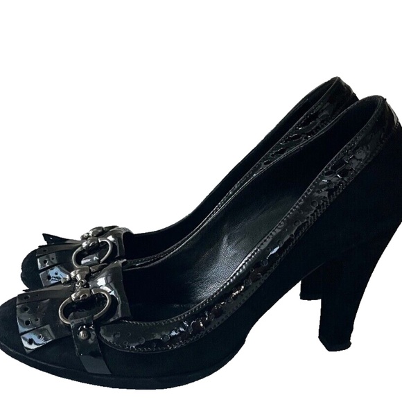 Women's heeled loafer with Horsebit black suede Size 9 - Picture 4 of 6